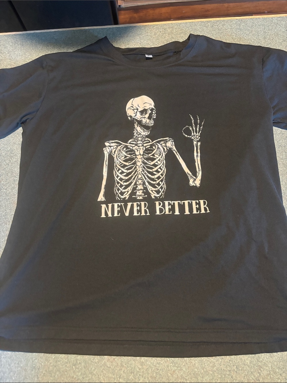 Never Better Women's Black Skeleton Graphic Tee